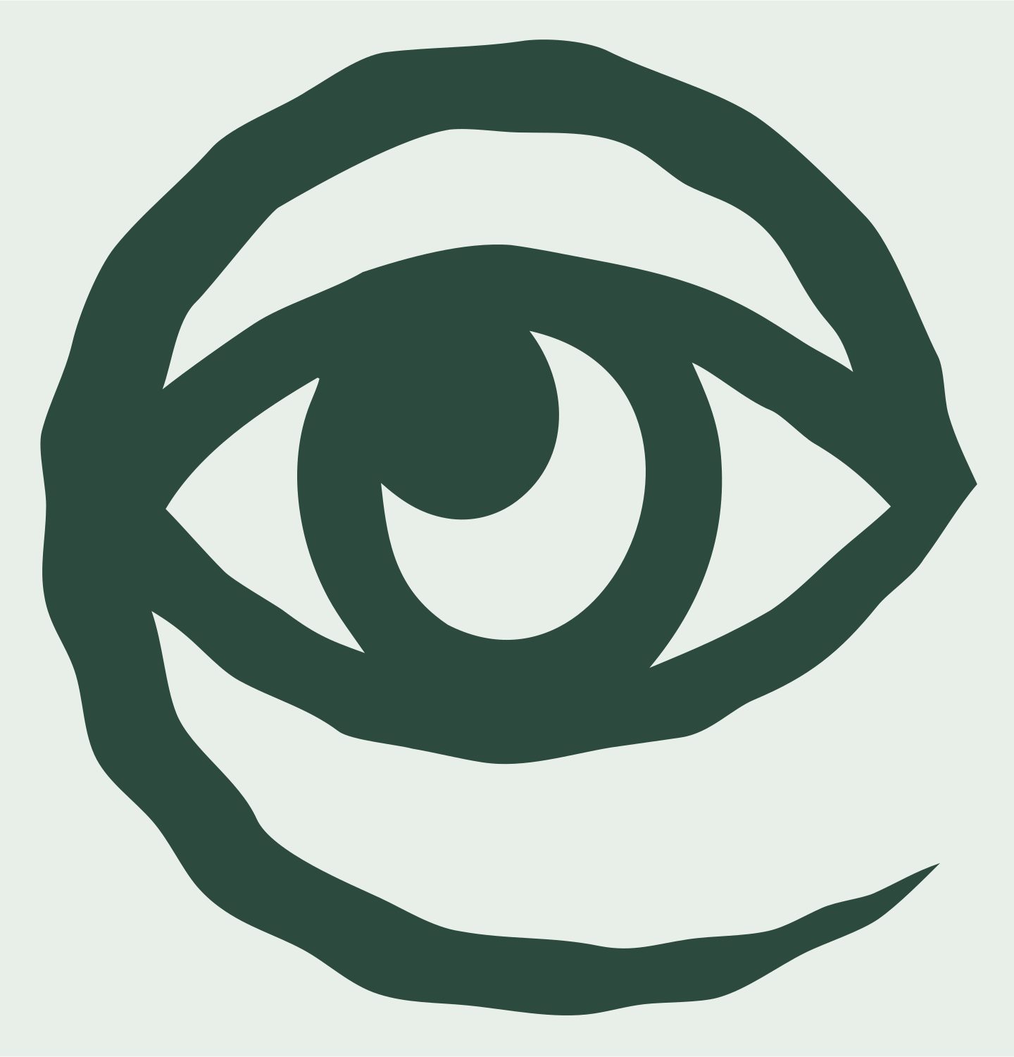 Hand-Drawn Eye Spiral Emblem #e8efe9/#2d4a3e