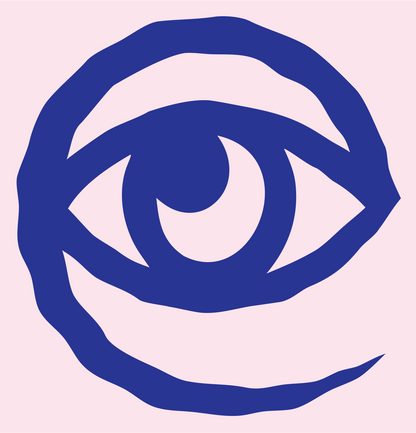 Hand-Drawn Eye Spiral Emblem #fce4ec/#283593