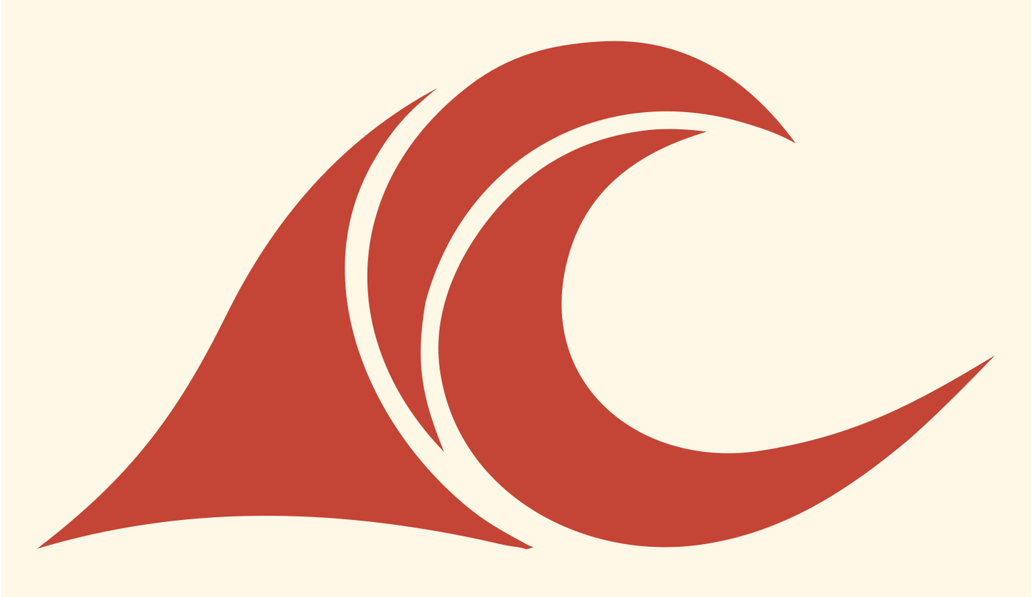 Bold Breaking Curl Wave Mark #fff8e7/#c44536