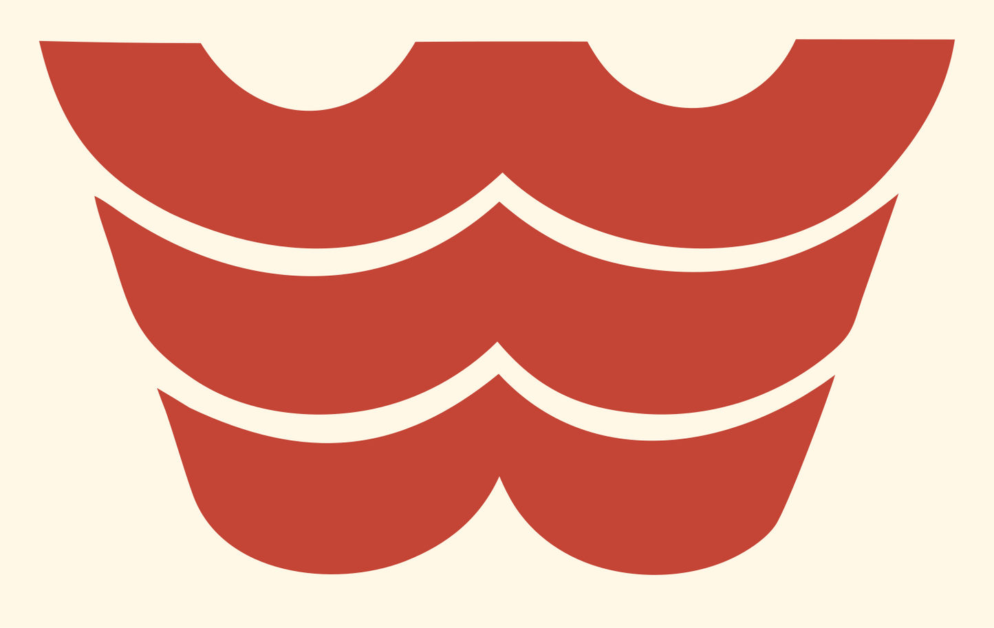 Bold Ripple Stack Badge #fff8e7/#c44536