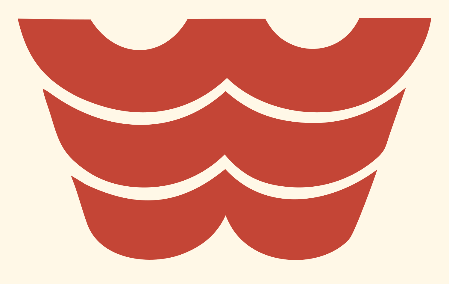 Bold Ripple Stack Badge #fff8e7/#c44536