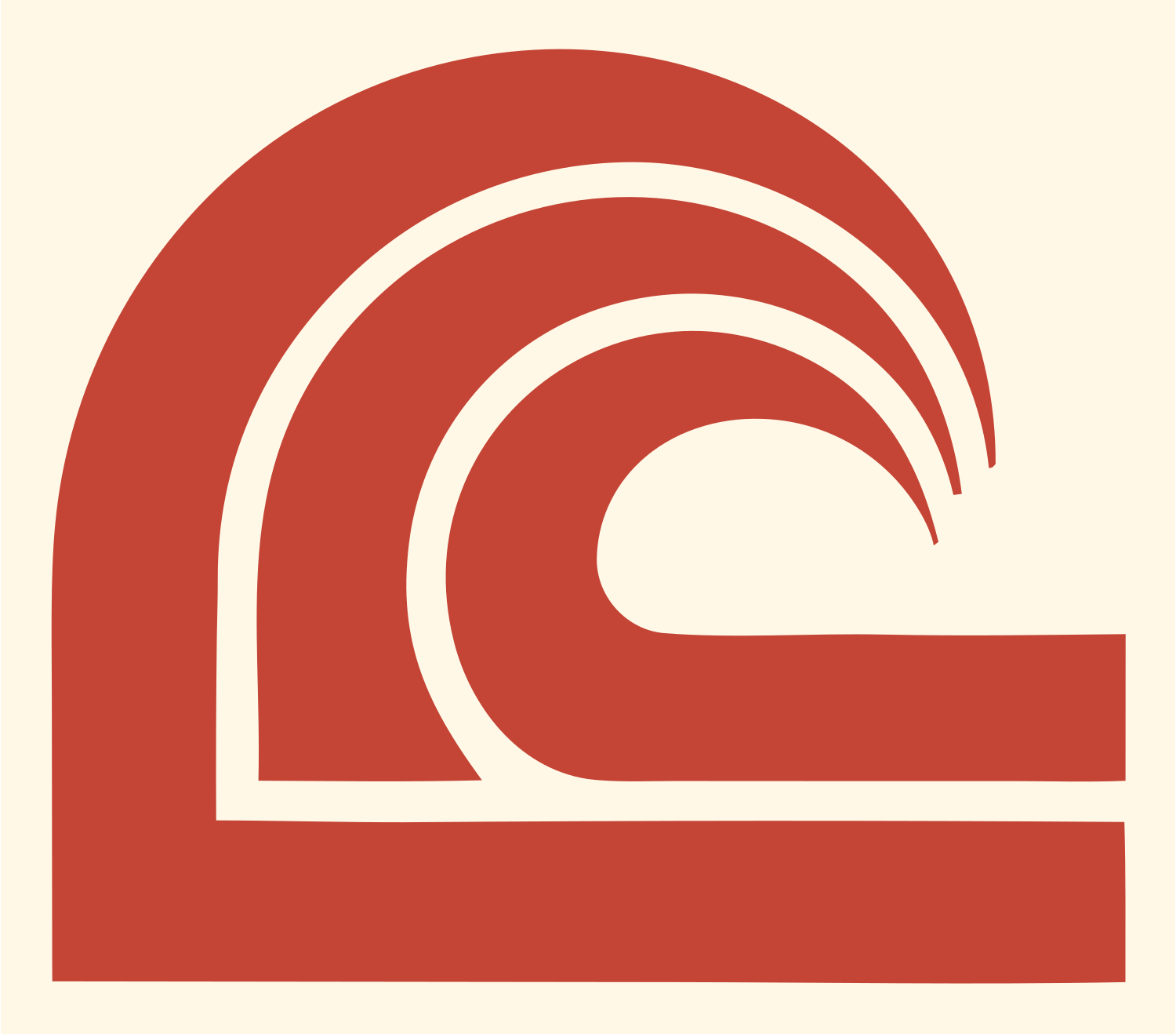 Geometric Barrel Wave Emblem #fff8e7/#c44536