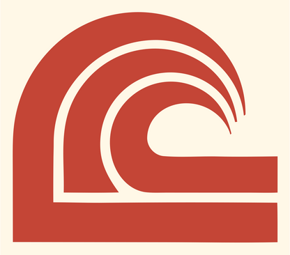 Geometric Barrel Wave Emblem #fff8e7/#c44536