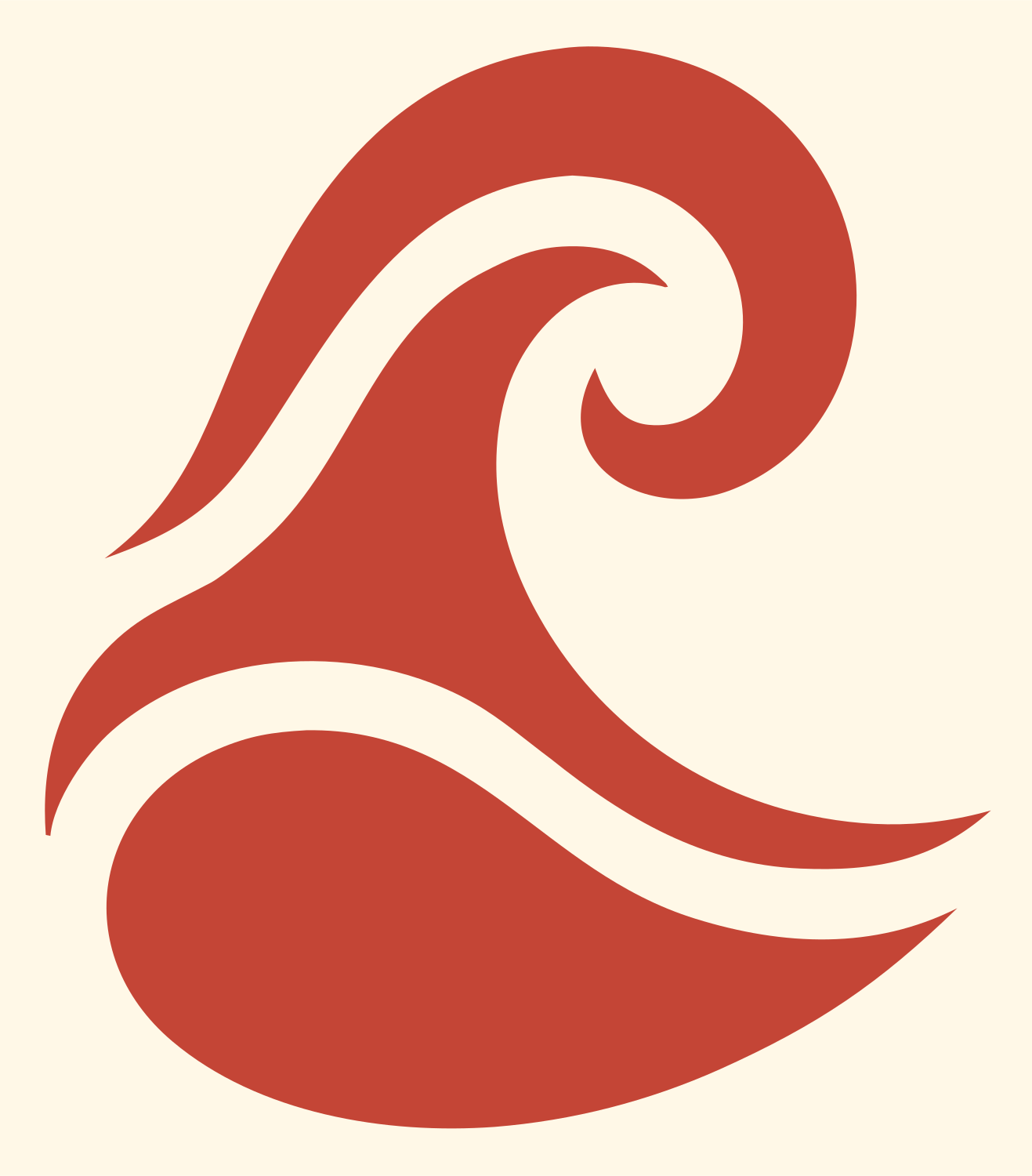 Bold Curl Swell Icon #fff8e7/#c44536