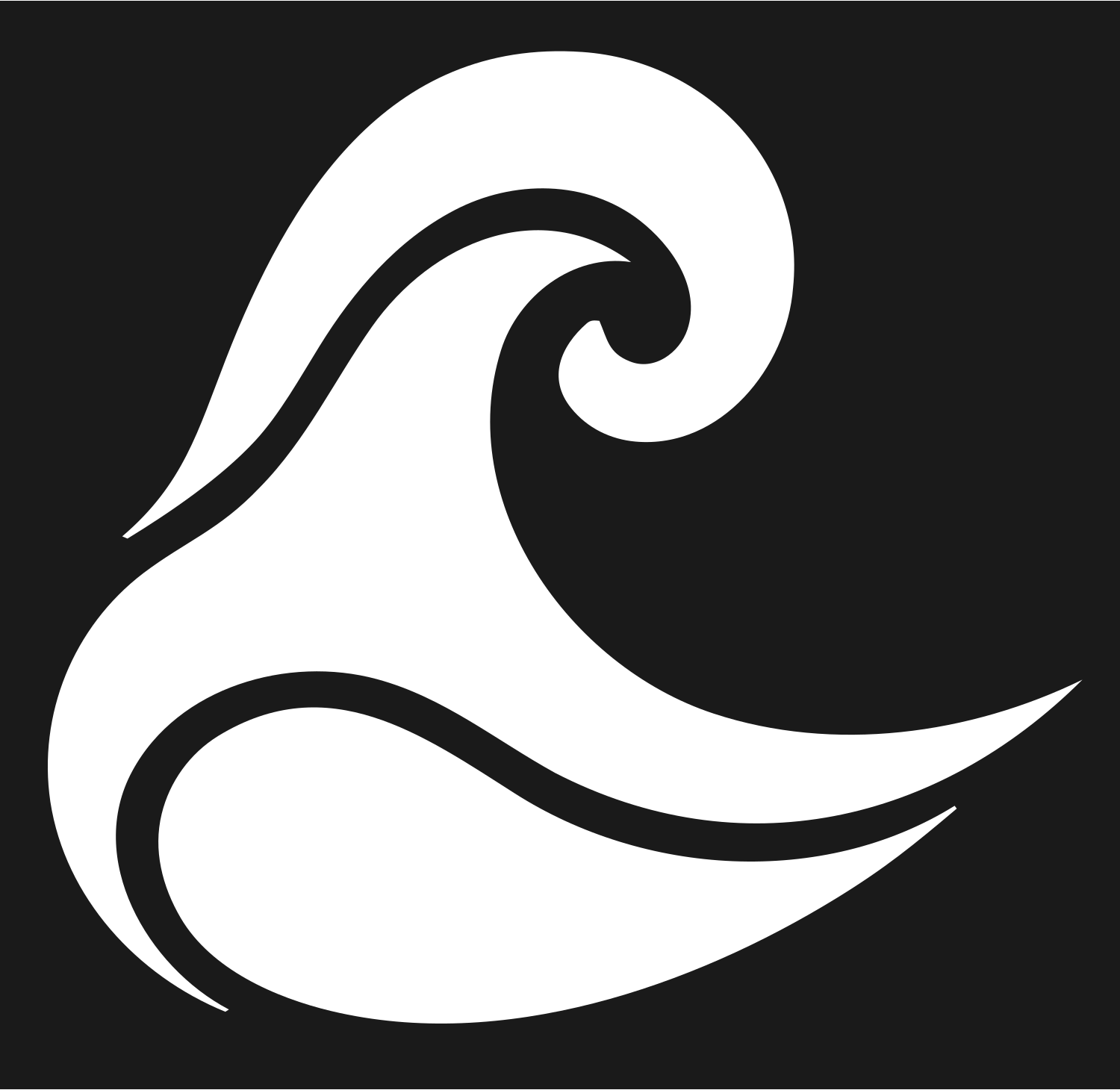 Bold Curl Plunge Wave Icon #1a1a1a/#ffffff