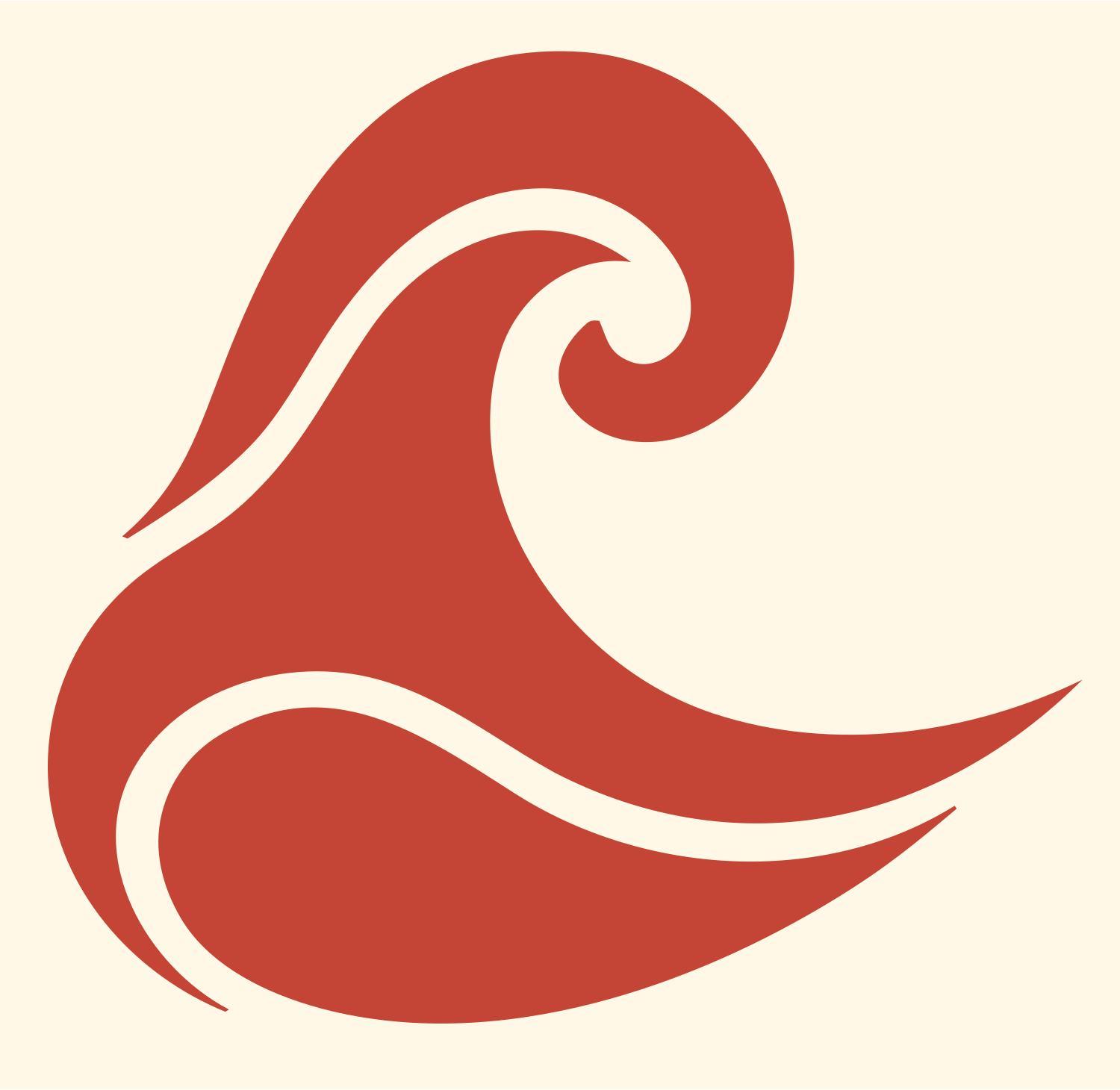 Bold Curl Plunge Wave Icon #fff8e7/#c44536