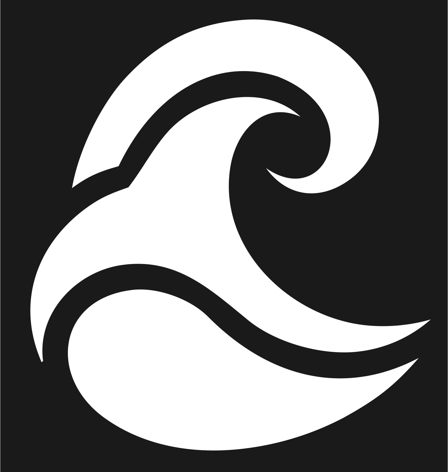 Negative Space Wave Spiral Mark #1a1a1a/#ffffff