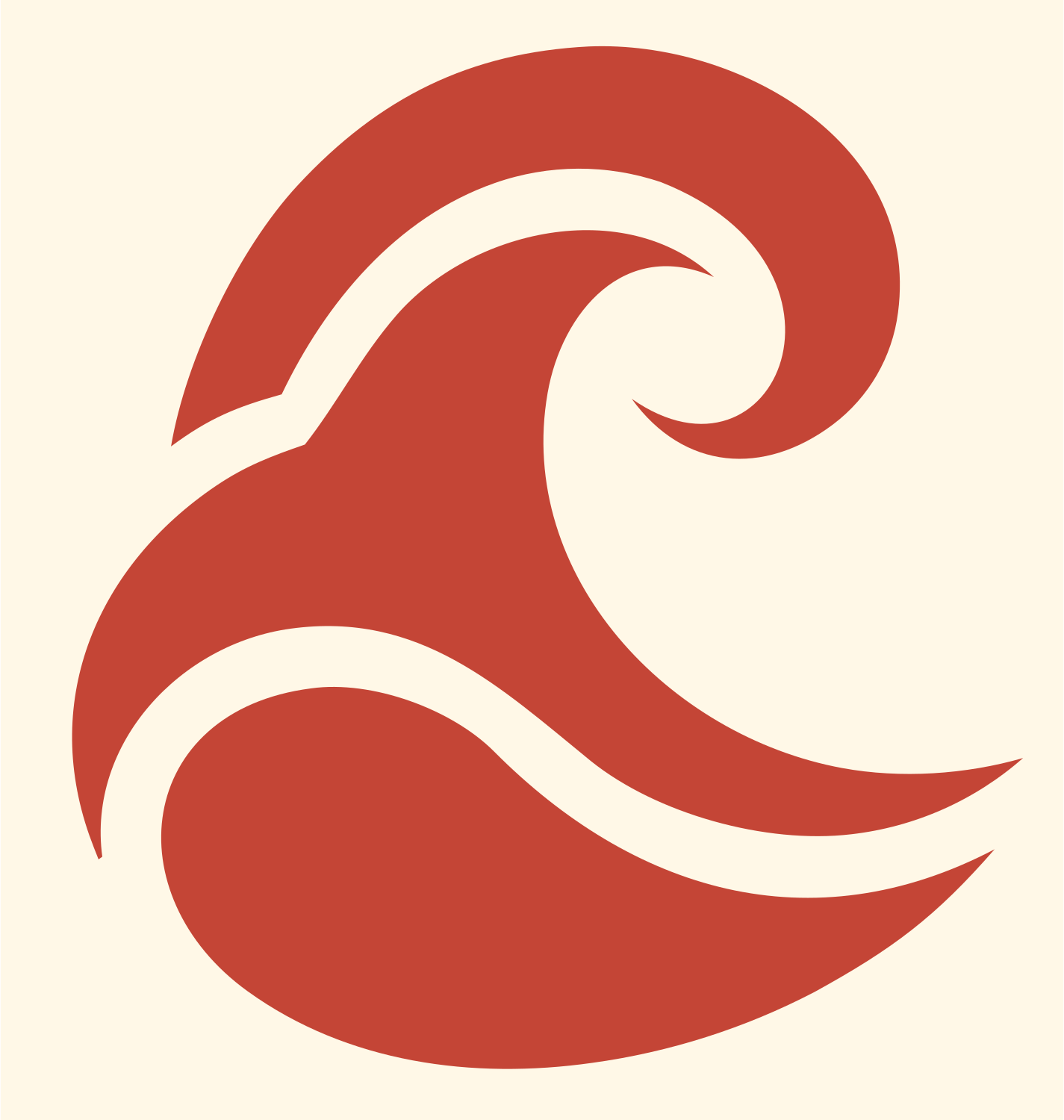Negative Space Wave Spiral Mark #fff8e7/#c44536