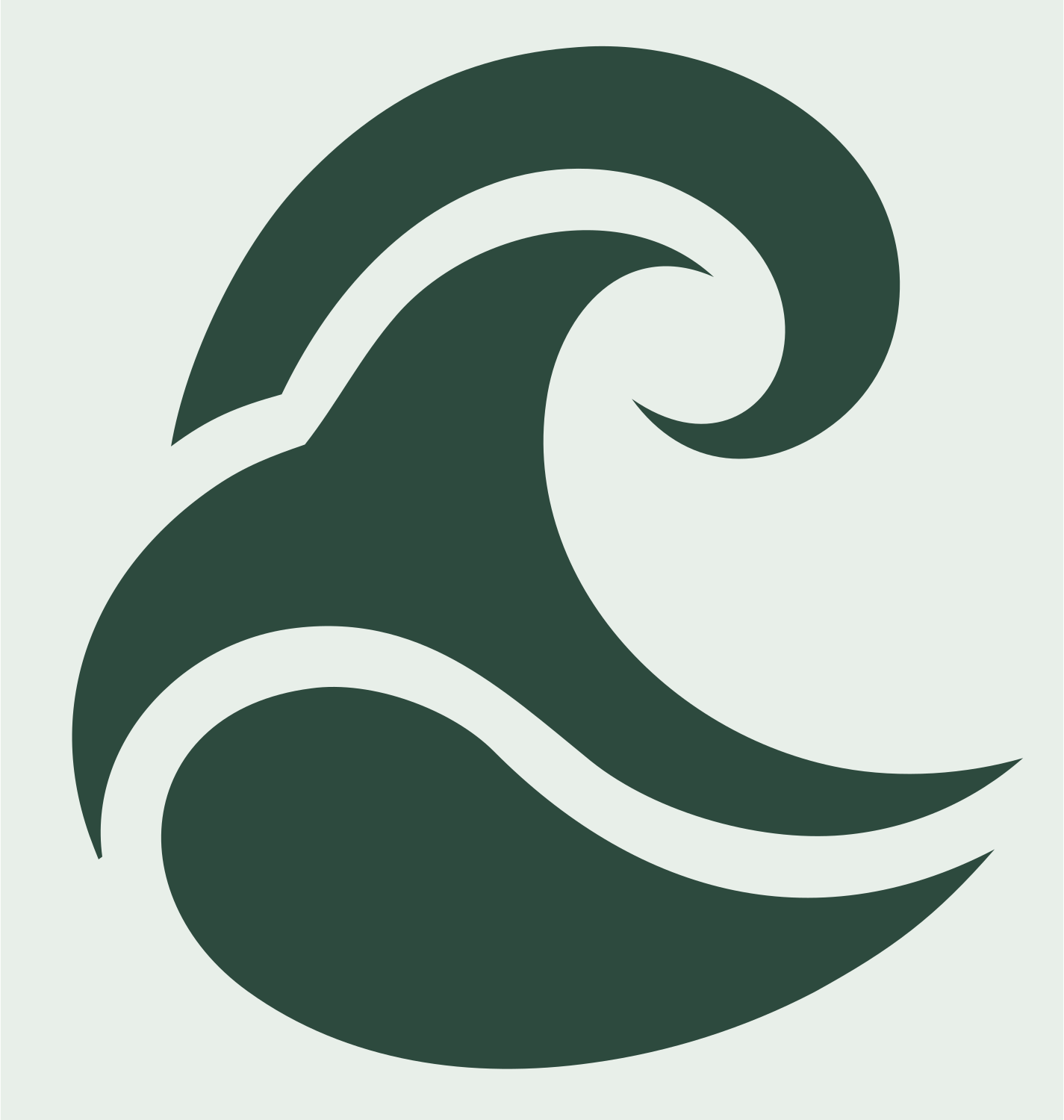 Negative Space Wave Spiral Mark #e8efe9/#2d4a3e
