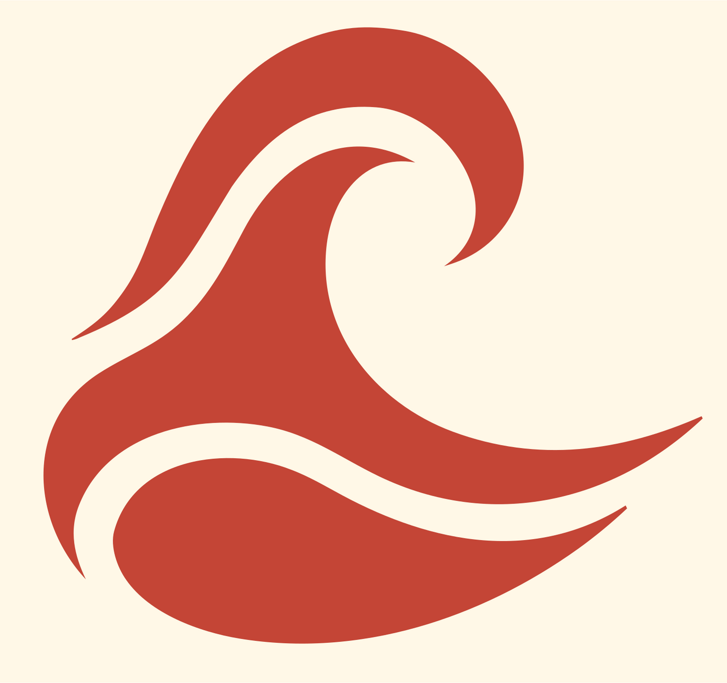 Bold Tidal Wave Icon #fff8e7/#c44536