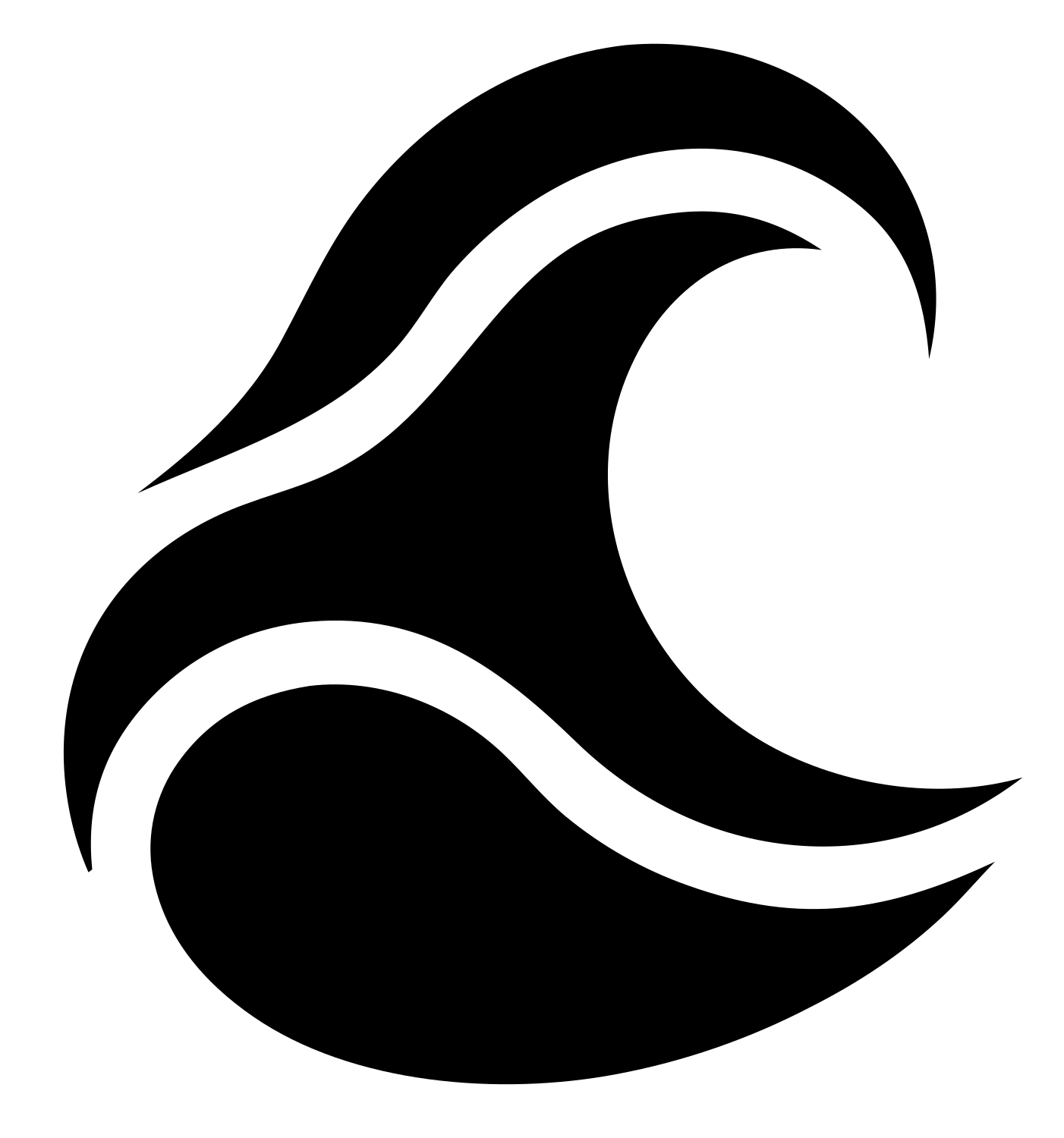 Negative Space Ocean Wave Icon #ffffff/#000000