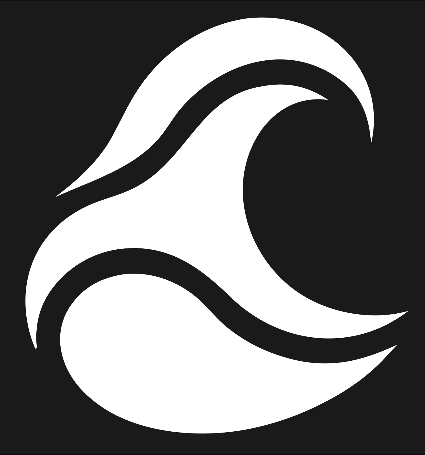 Negative Space Ocean Wave Icon #1a1a1a/#ffffff