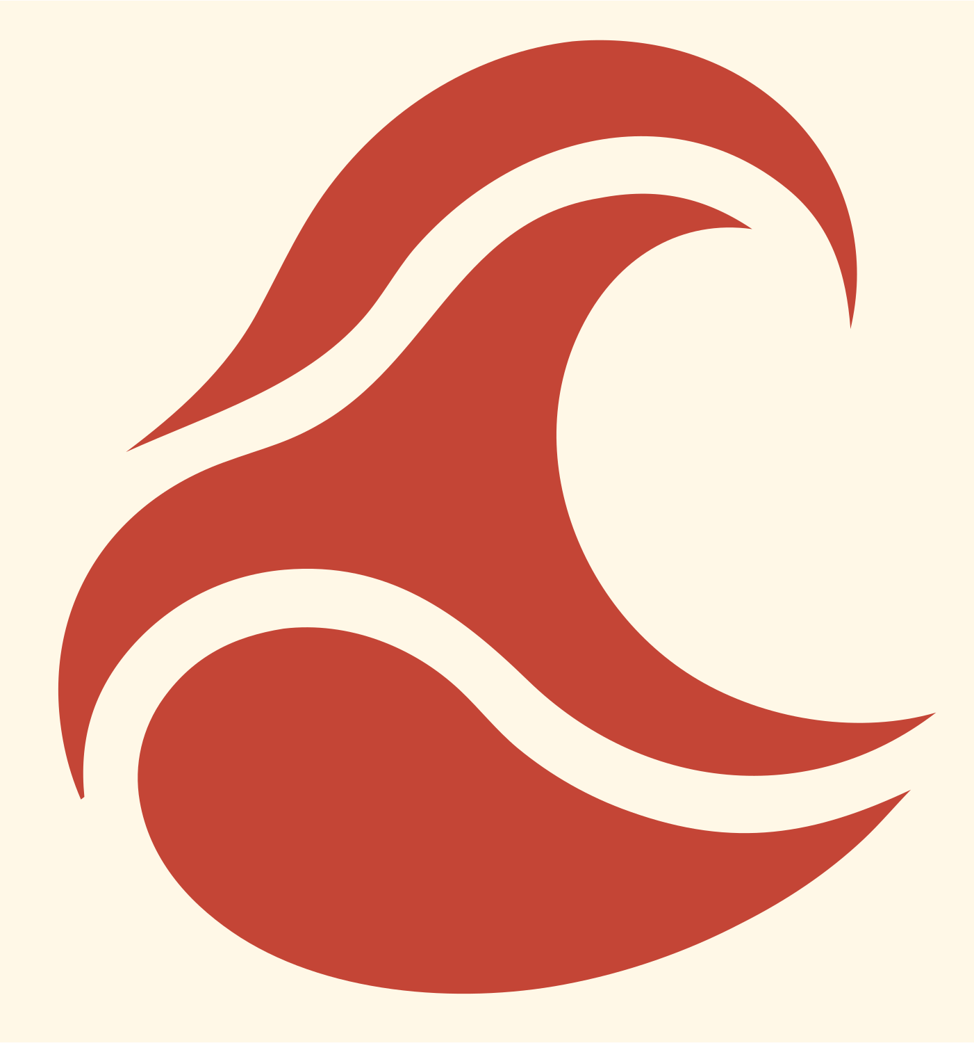 Negative Space Ocean Wave Icon #fff8e7/#c44536