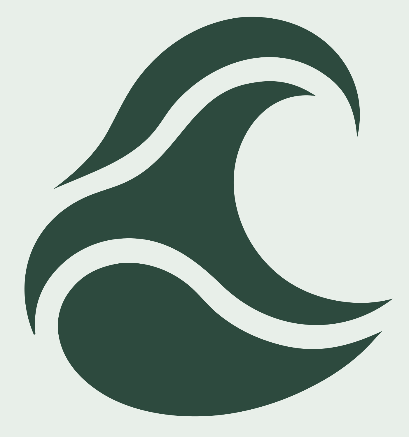 Negative Space Ocean Wave Icon #e8efe9/#2d4a3e