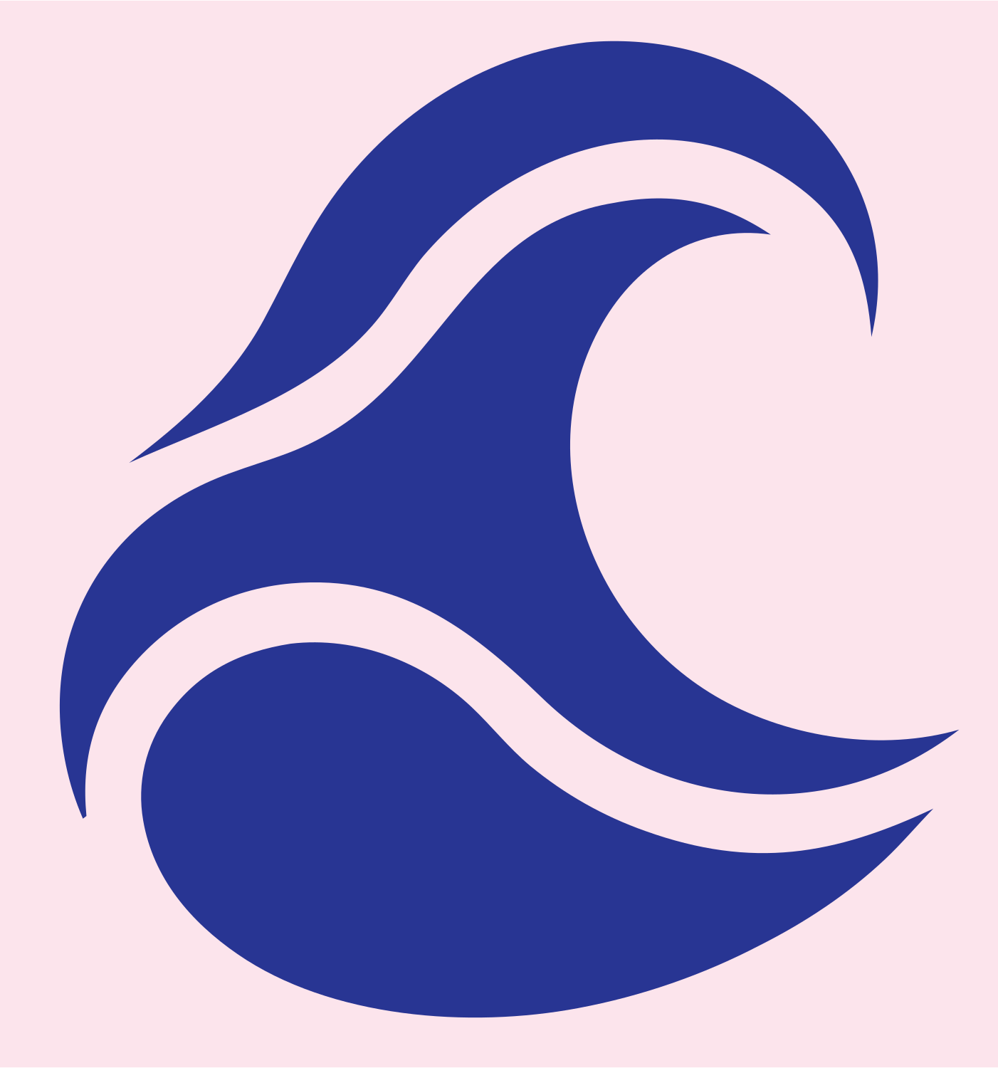 Negative Space Ocean Wave Icon #fce4ec/#283593