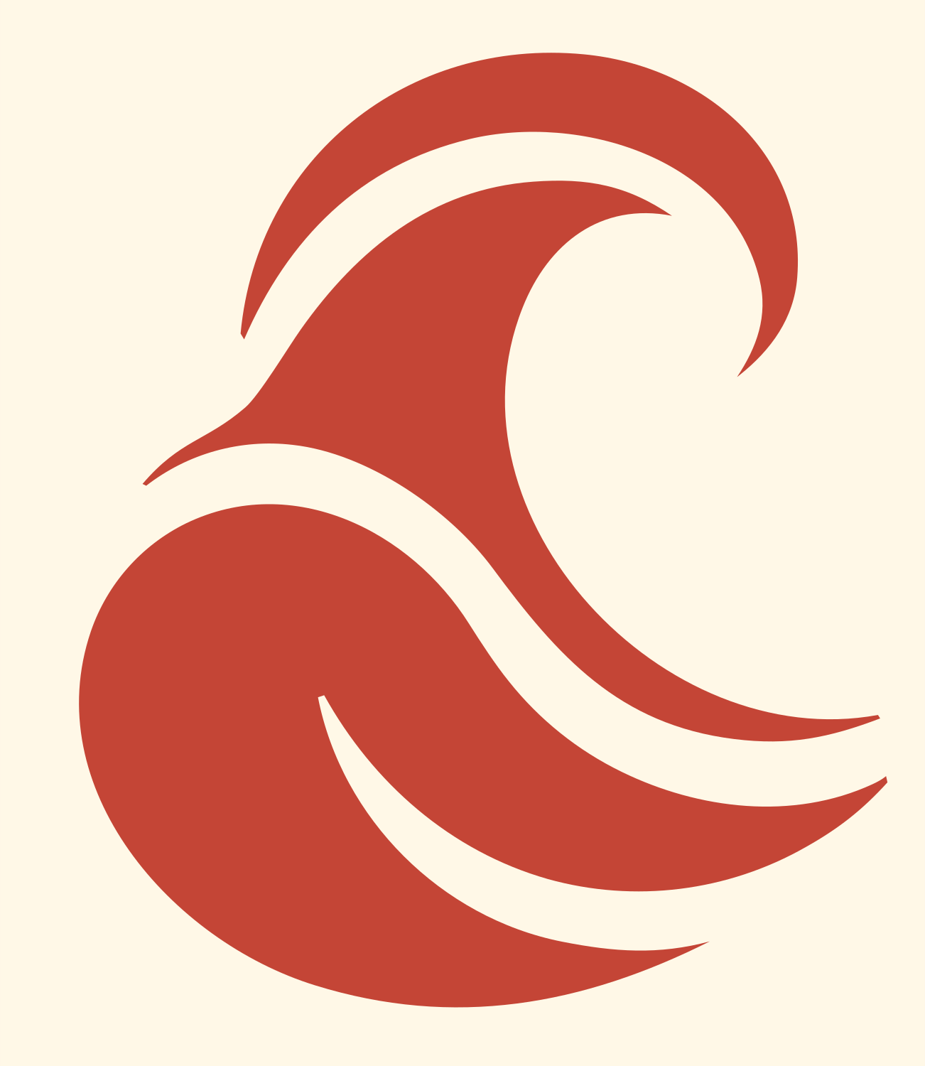 Bold Rolling Swell Badge #fff8e7/#c44536