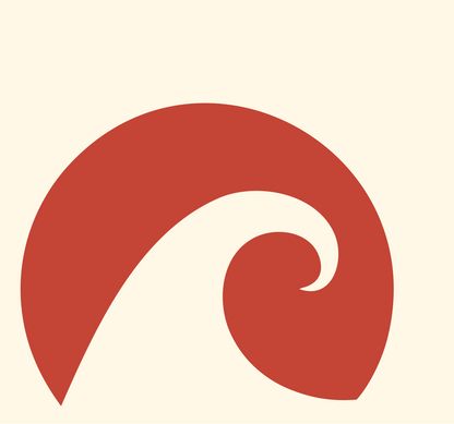 Negative Space Spiral Wave Icon #fff8e7/#c44536