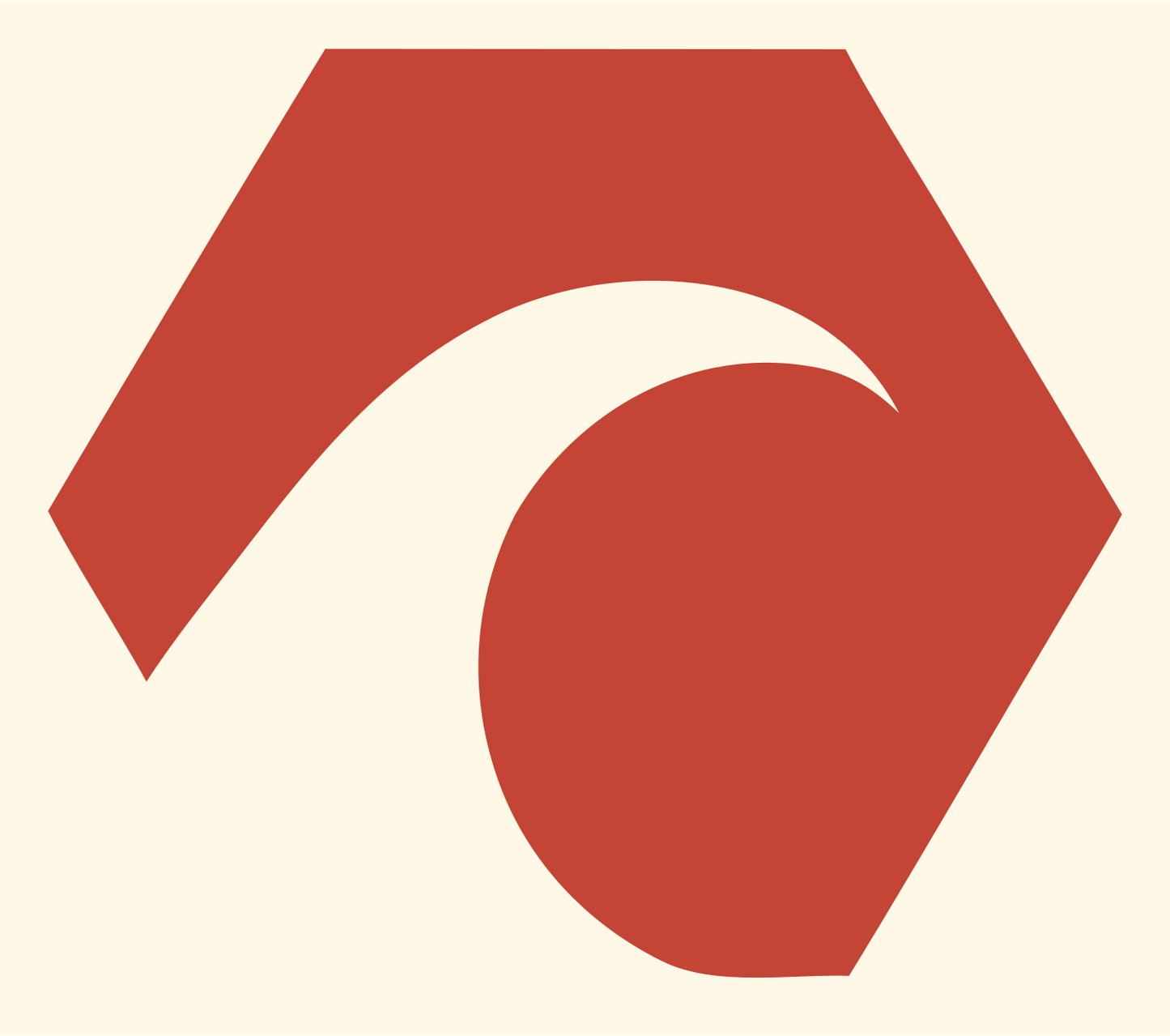 Negative Space Hexagon Wave Mark #fff8e7/#c44536