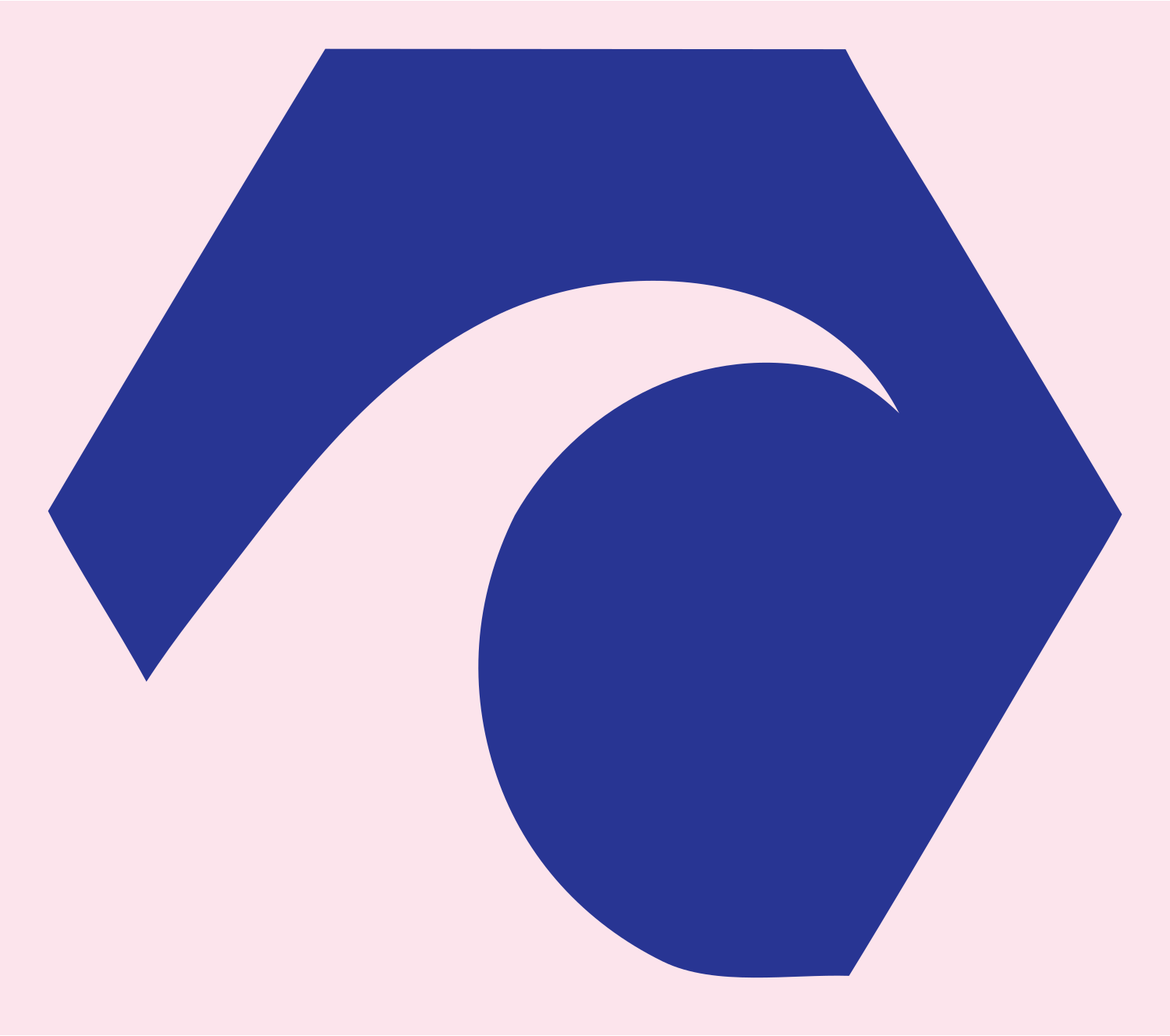 Negative Space Hexagon Wave Mark #fce4ec/#283593