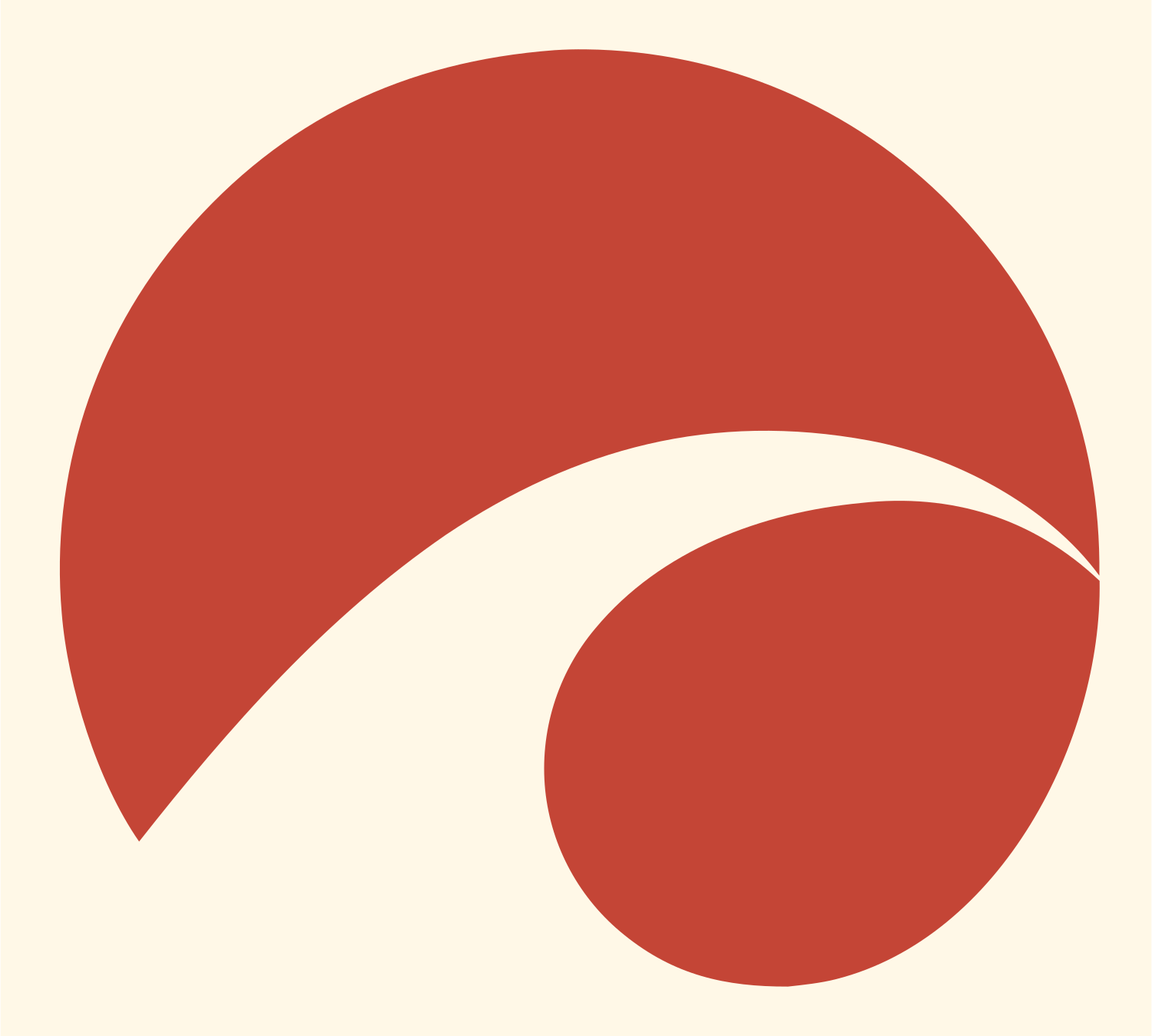 Negative Space Circle Wave Mark #fff8e7/#c44536