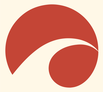 Negative Space Circle Wave Mark #fff8e7/#c44536