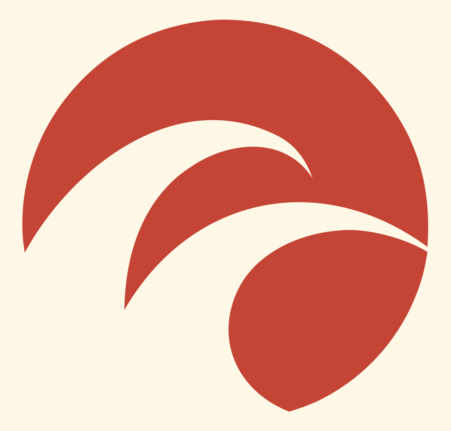 Negative Space Circle Wave Mark #fff8e7/#c44536