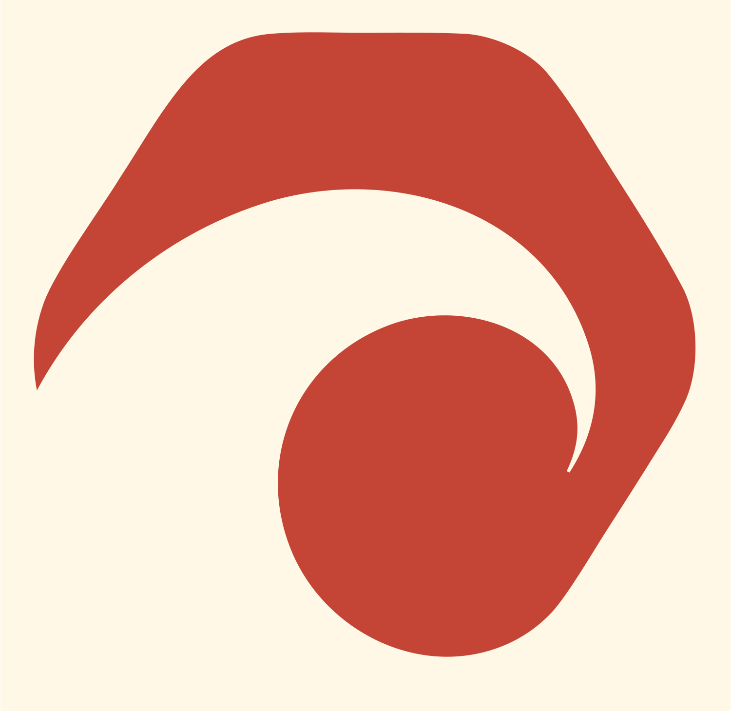 Negative Space Spiral Bolt Icon #fff8e7/#c44536