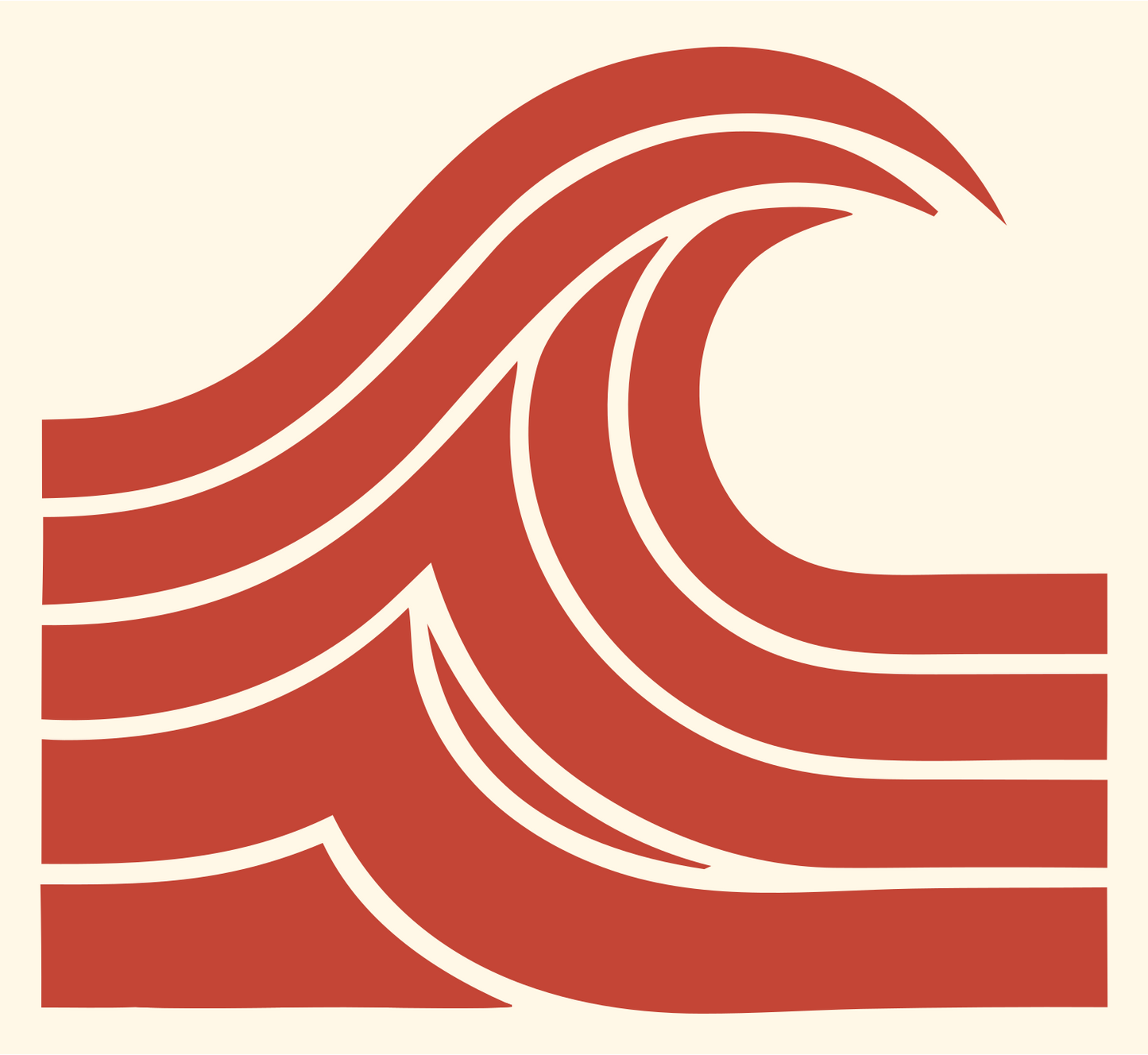 Bold Crashing Wave Icon #fff8e7/#c44536