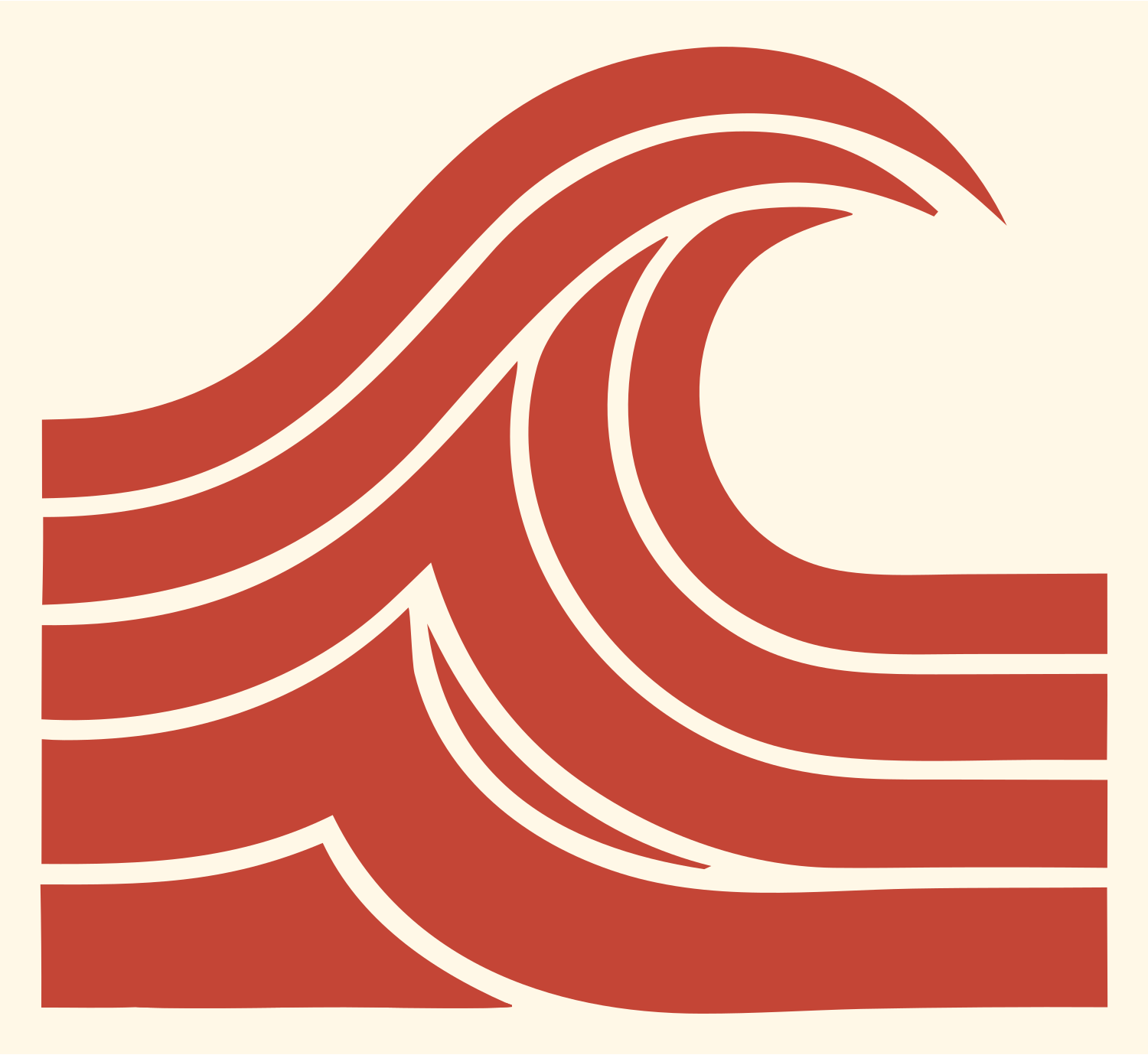 Bold Crashing Wave Icon #fff8e7/#c44536