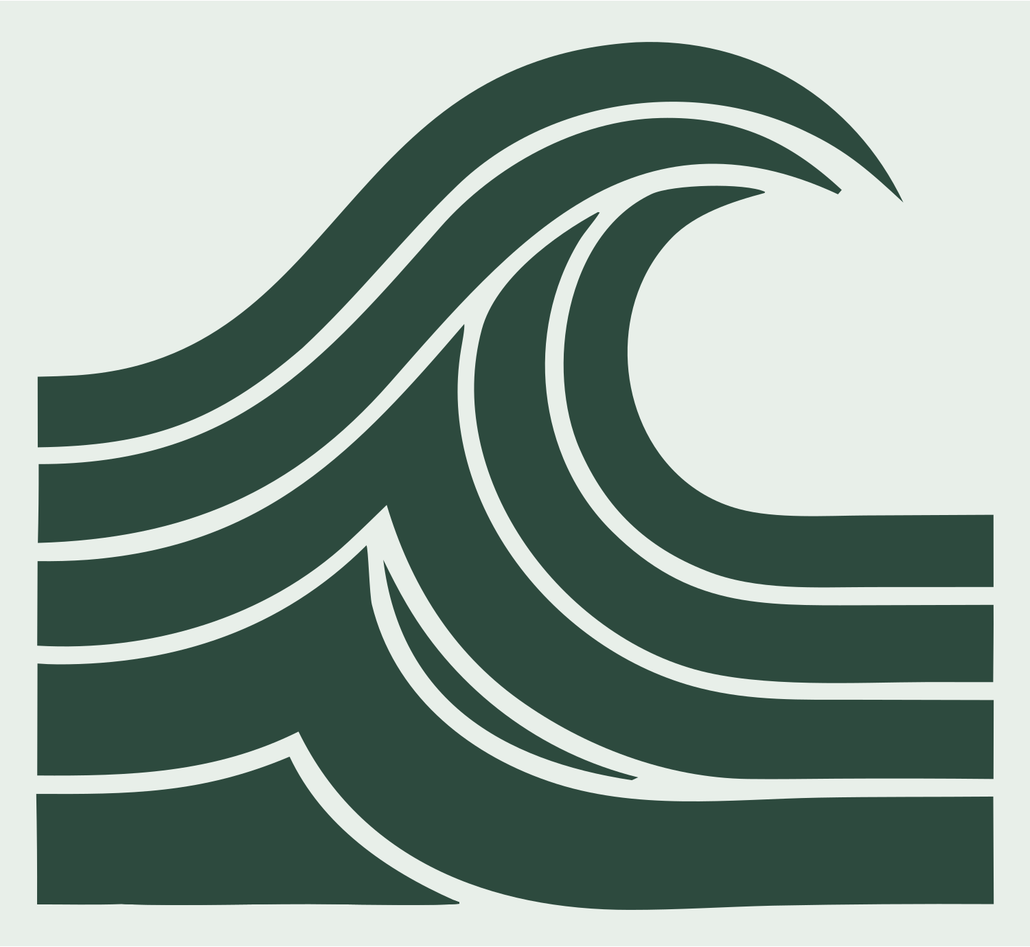 Bold Crashing Wave Icon #e8efe9/#2d4a3e