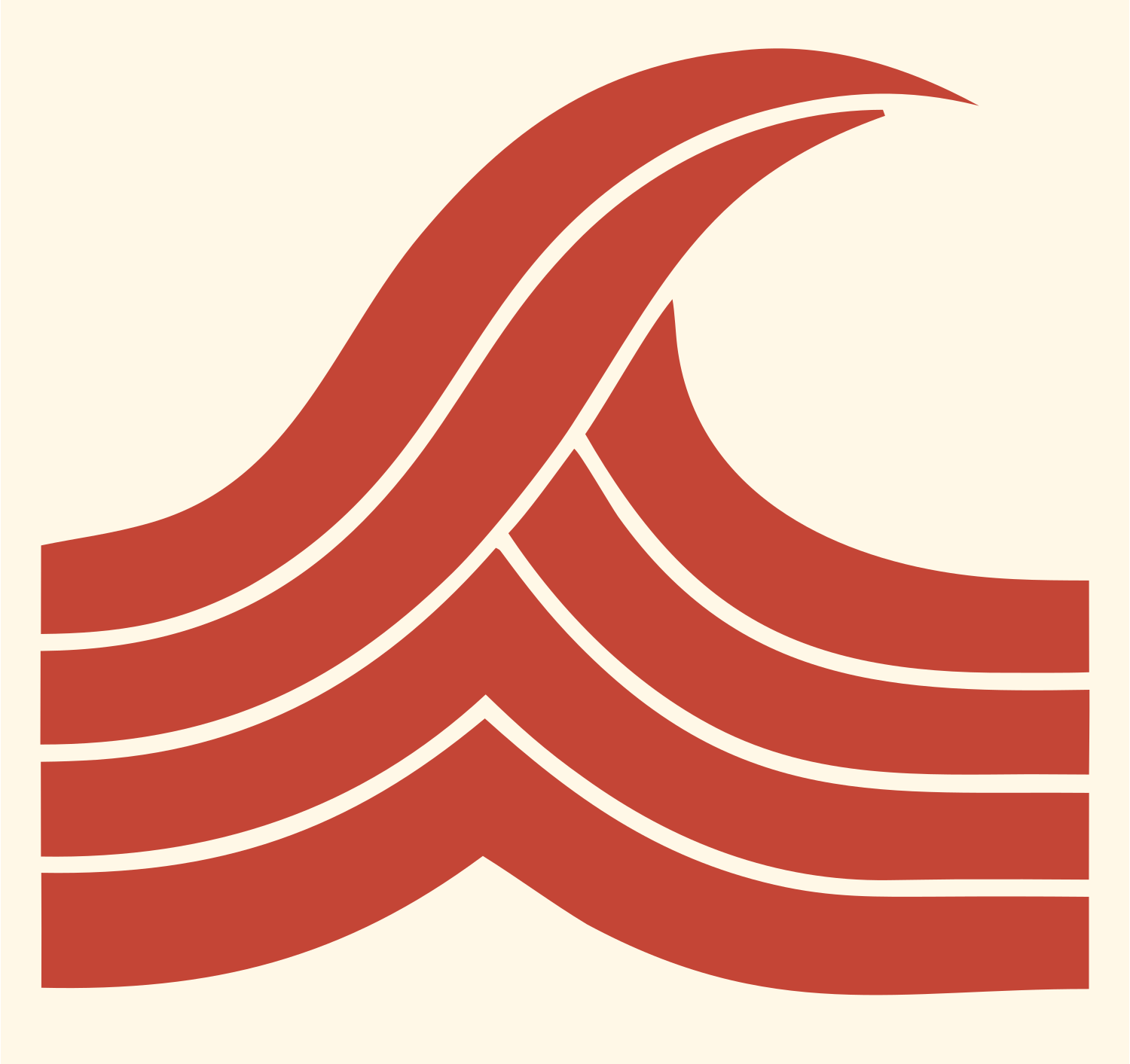 Heavy Chevron Wave Crest #fff8e7/#c44536