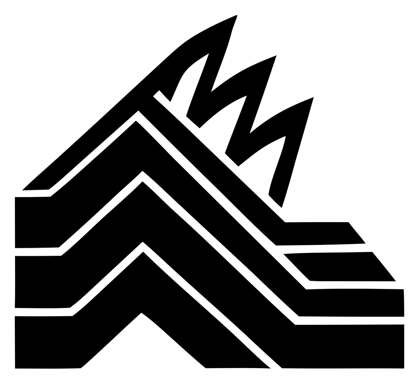 Blocky Mountain Flame Badge #ffffff/#000000