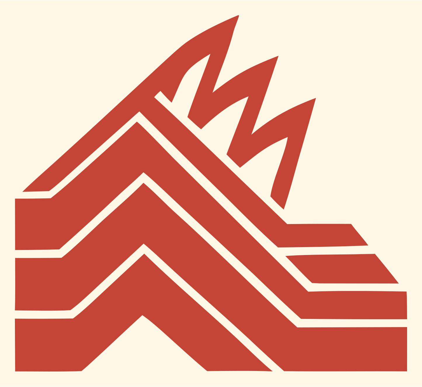 Blocky Mountain Flame Badge #fff8e7/#c44536
