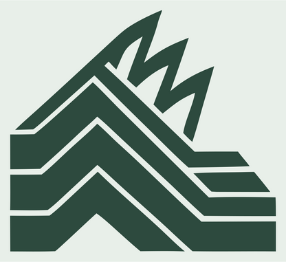 Blocky Mountain Flame Badge #e8efe9/#2d4a3e