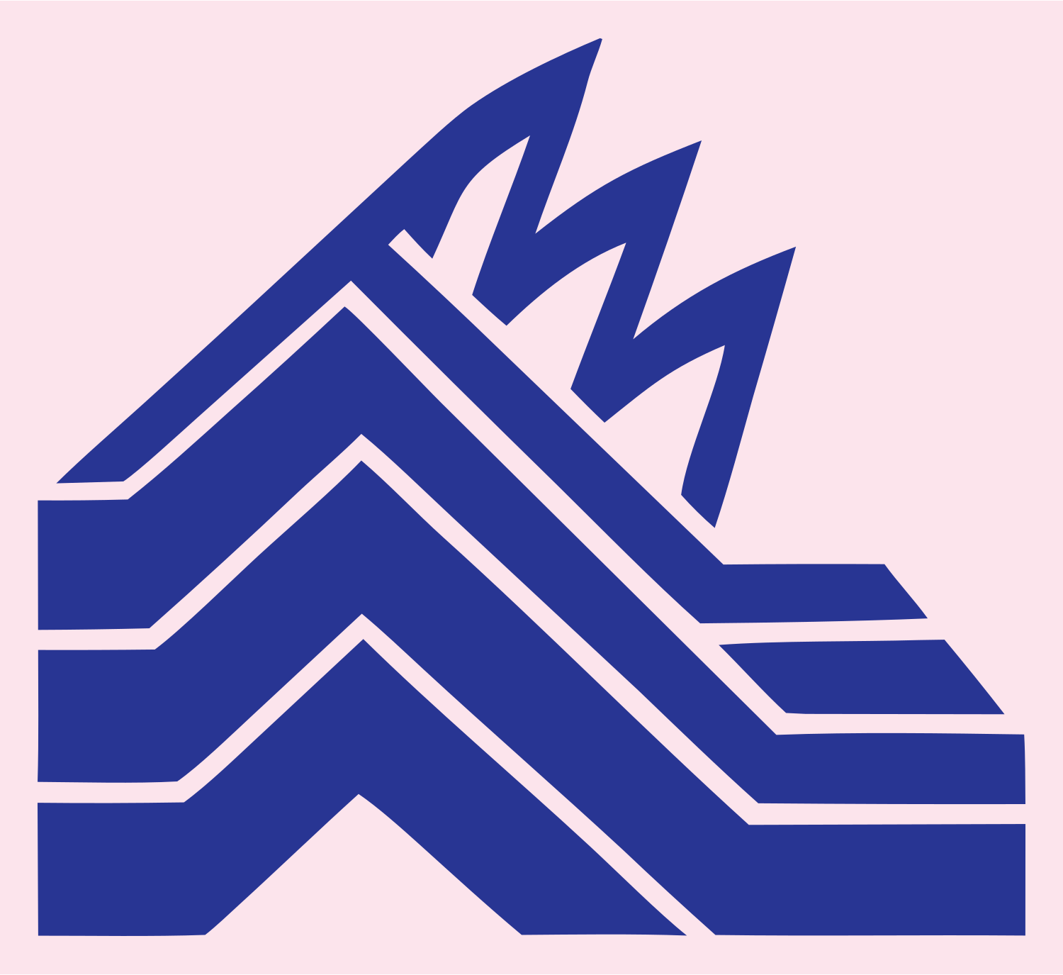 Blocky Mountain Flame Badge #fce4ec/#283593