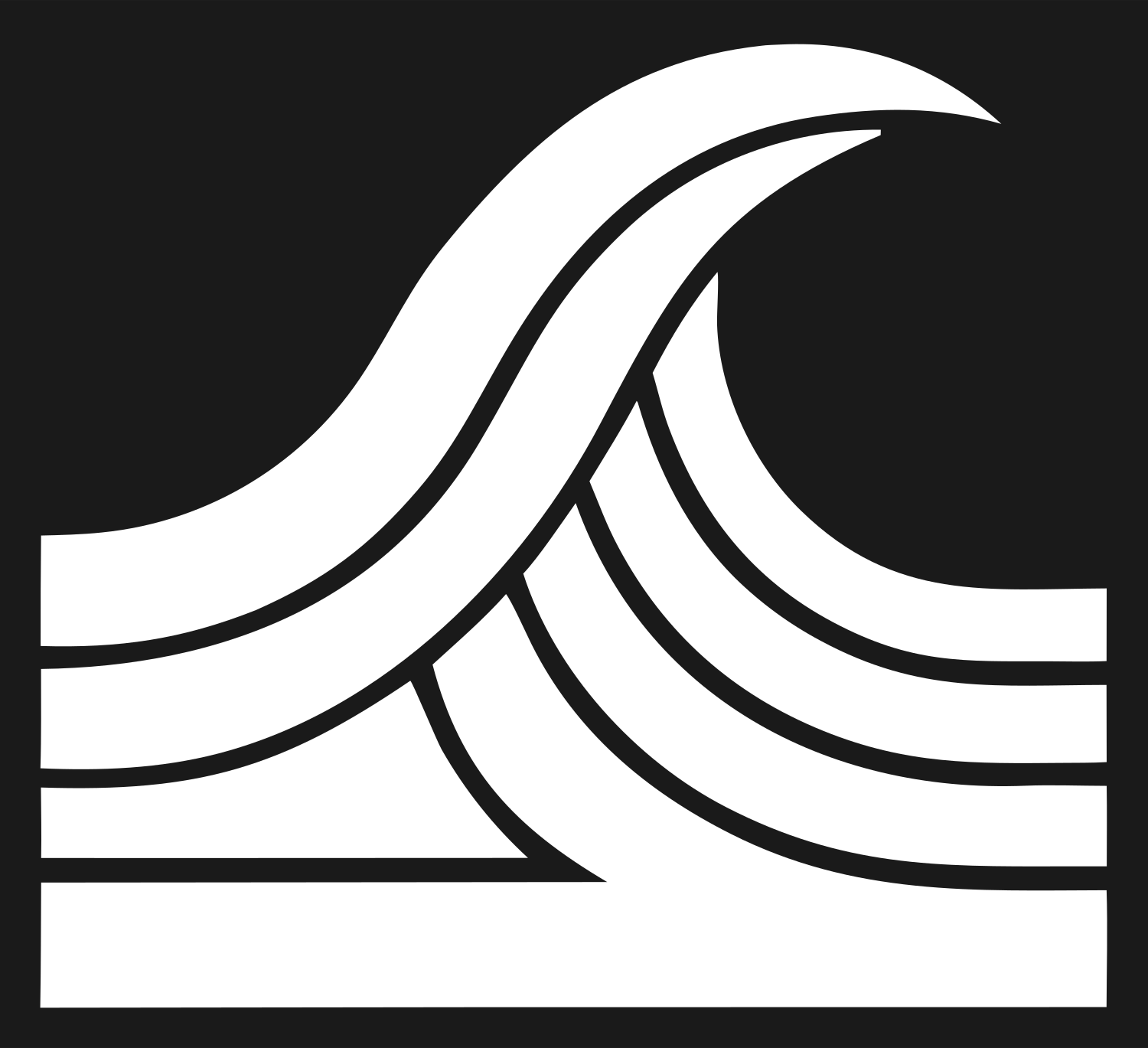 Bold Striped Curl Wave Icon #1a1a1a/#ffffff