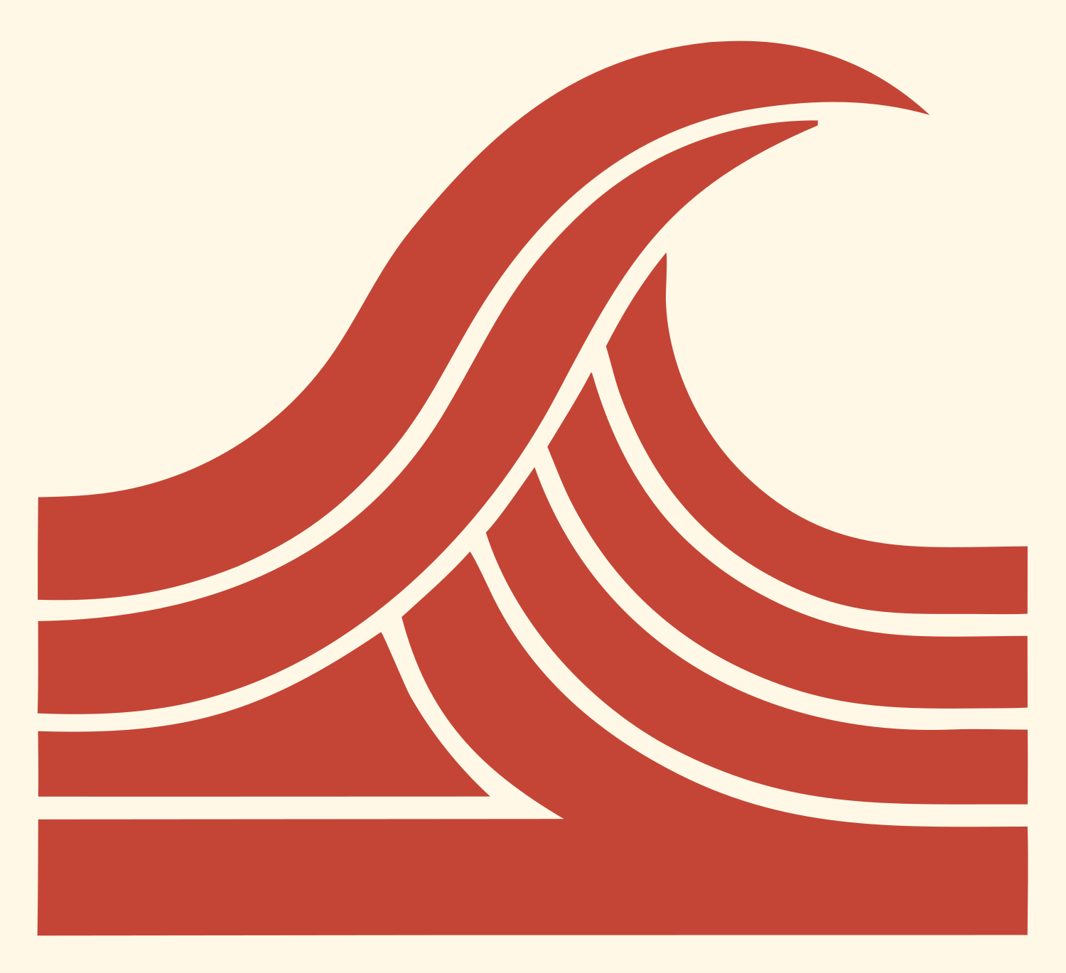 Bold Striped Curl Wave Icon #fff8e7/#c44536