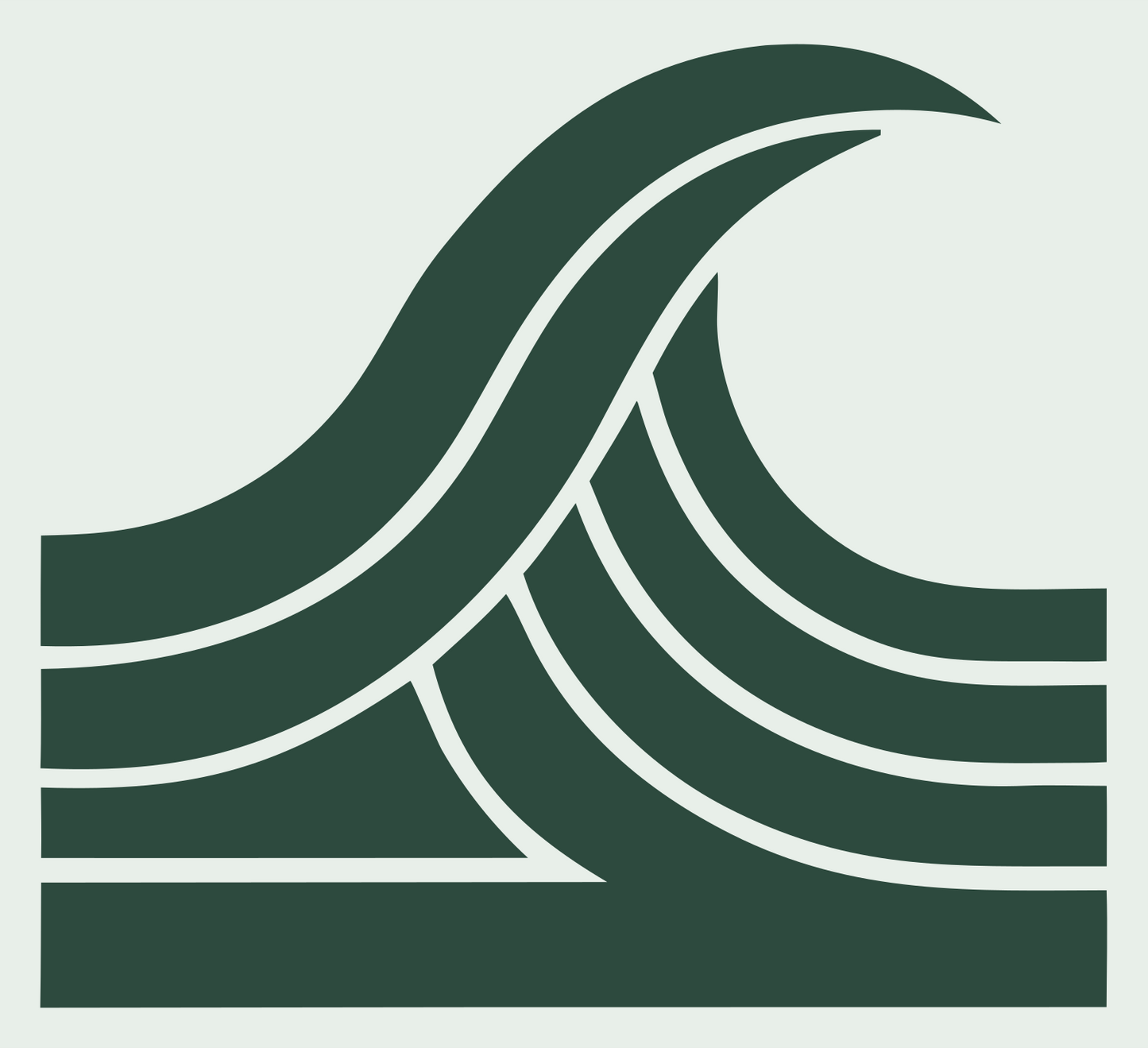 Bold Striped Curl Wave Icon #e8efe9/#2d4a3e
