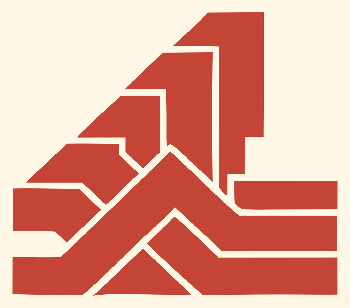 Chunky Staircase Wave Mark #fff8e7/#c44536