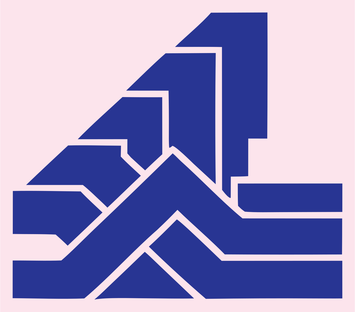 Chunky Staircase Wave Mark #fce4ec/#283593