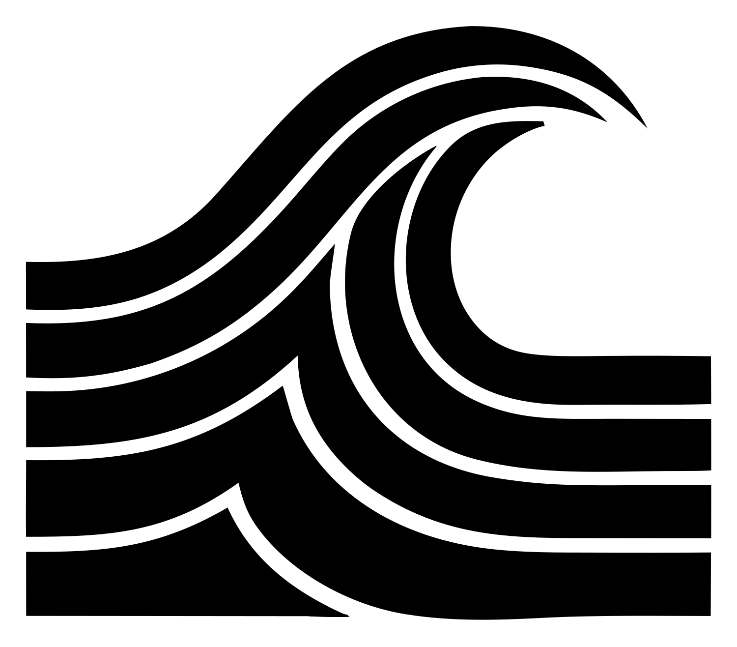 Blocky Crashing Wave Badge #ffffff/#000000