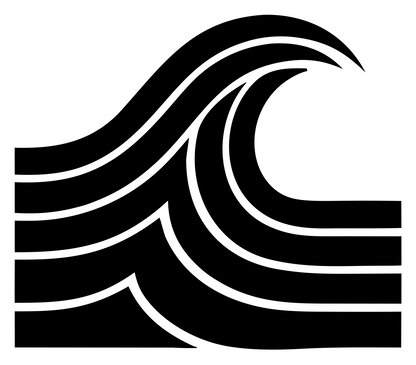 Blocky Crashing Wave Badge #ffffff/#000000