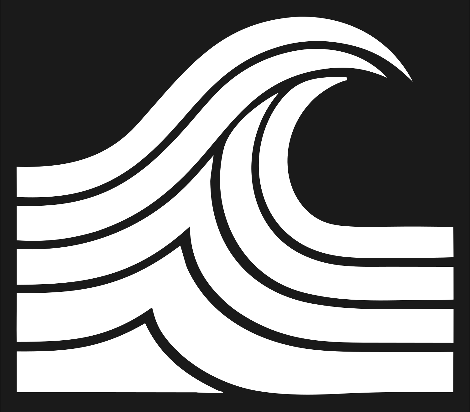 Blocky Crashing Wave Badge #1a1a1a/#ffffff