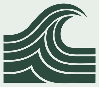Blocky Crashing Wave Badge #e8efe9/#2d4a3e