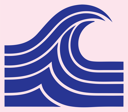Blocky Crashing Wave Badge #fce4ec/#283593