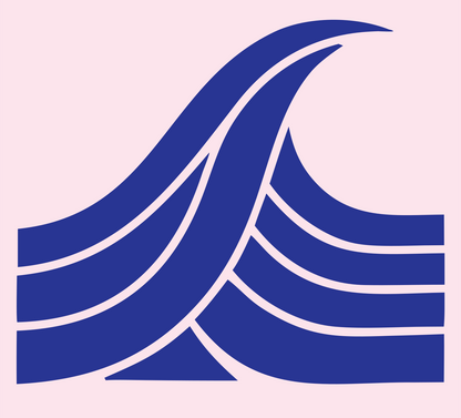 Chunky Peak Wave Badge #fce4ec/#283593