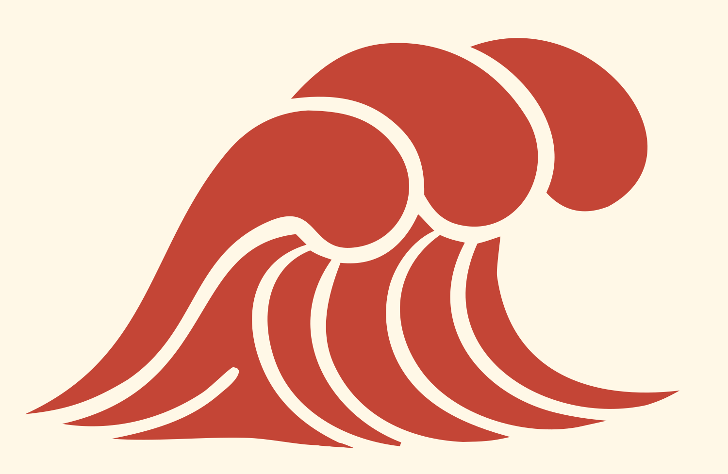 Bold Ocean Wave Icon #fff8e7/#c44536