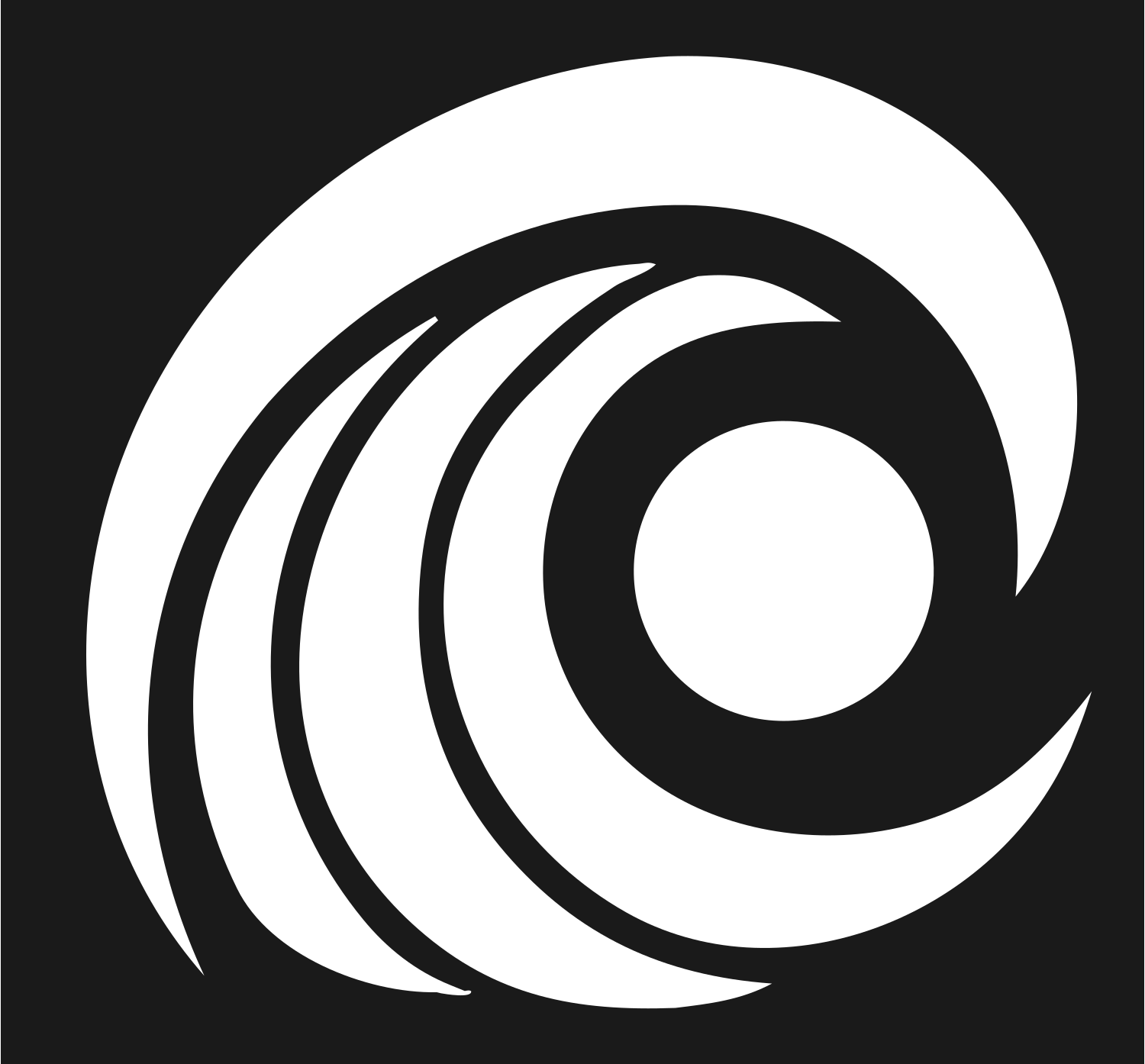 Spiral Ocean Wave Badge #1a1a1a/#ffffff
