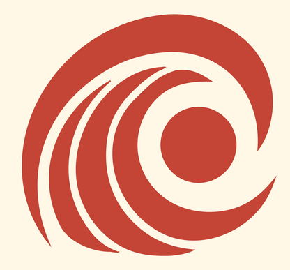 Spiral Ocean Wave Badge #fff8e7/#c44536
