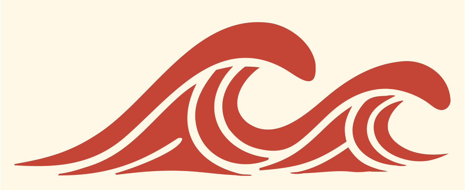 Bold Crashing Surf Wave Mark #fff8e7/#c44536